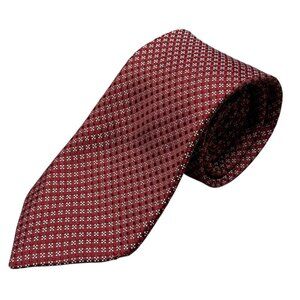 Corneliani Tie 100% Silk Made in Italy Basketweave Red Textured 3.5"